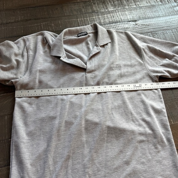 BOSS HUGO BOSS Solid Gray Polo Shirt 2XL Heavy Soft Short Sleeve Excellent - Picture 3 of 8